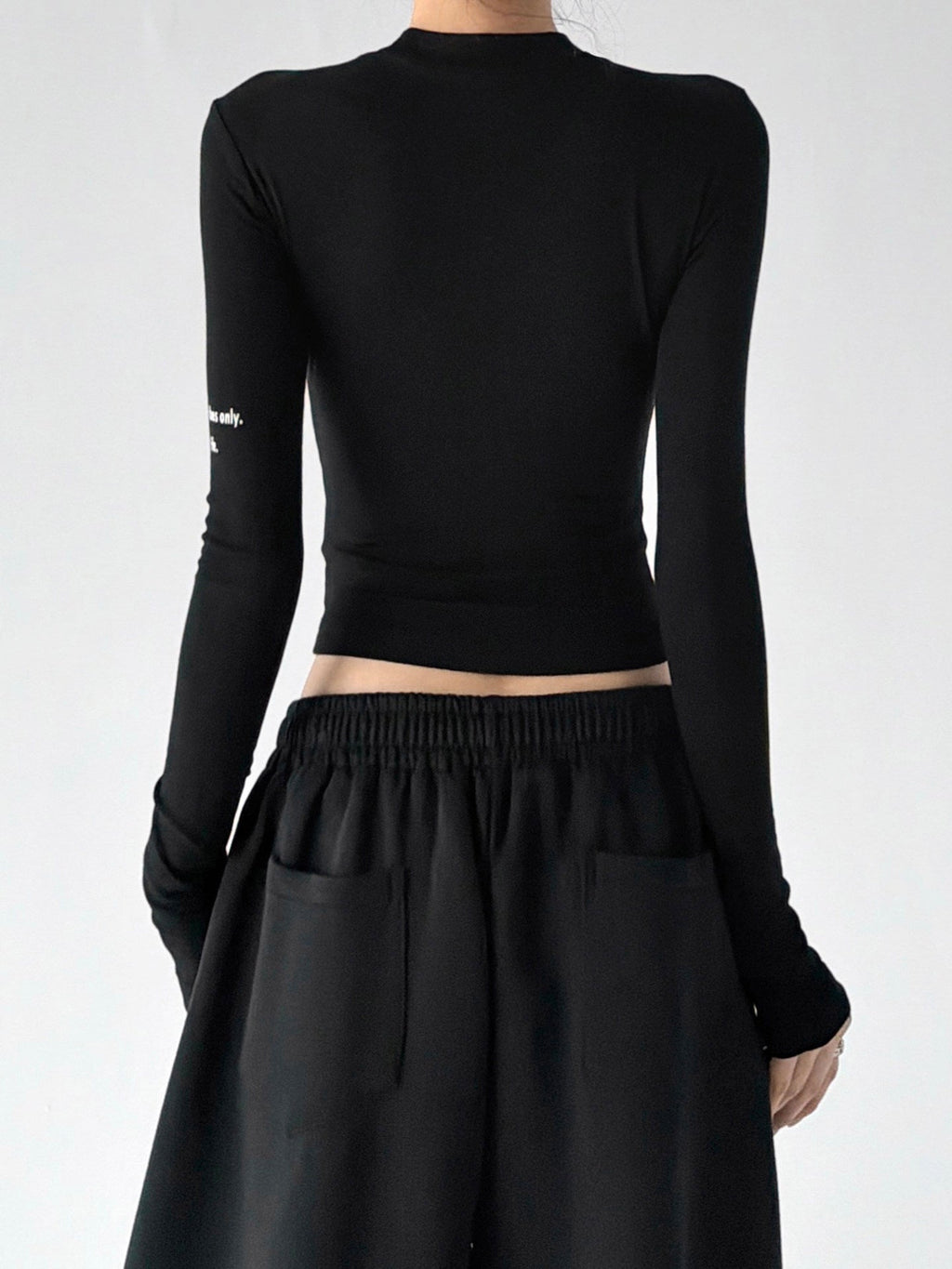 Cropped Sleeve-Print Long-Sleeve Top - CT66241 - COPPING THREADS - CT ORIGINALS