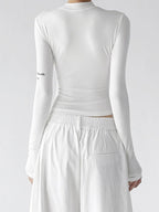 Cropped Sleeve-Print Long-Sleeve Top - CT66241 - COPPING THREADS - CT ORIGINALS
