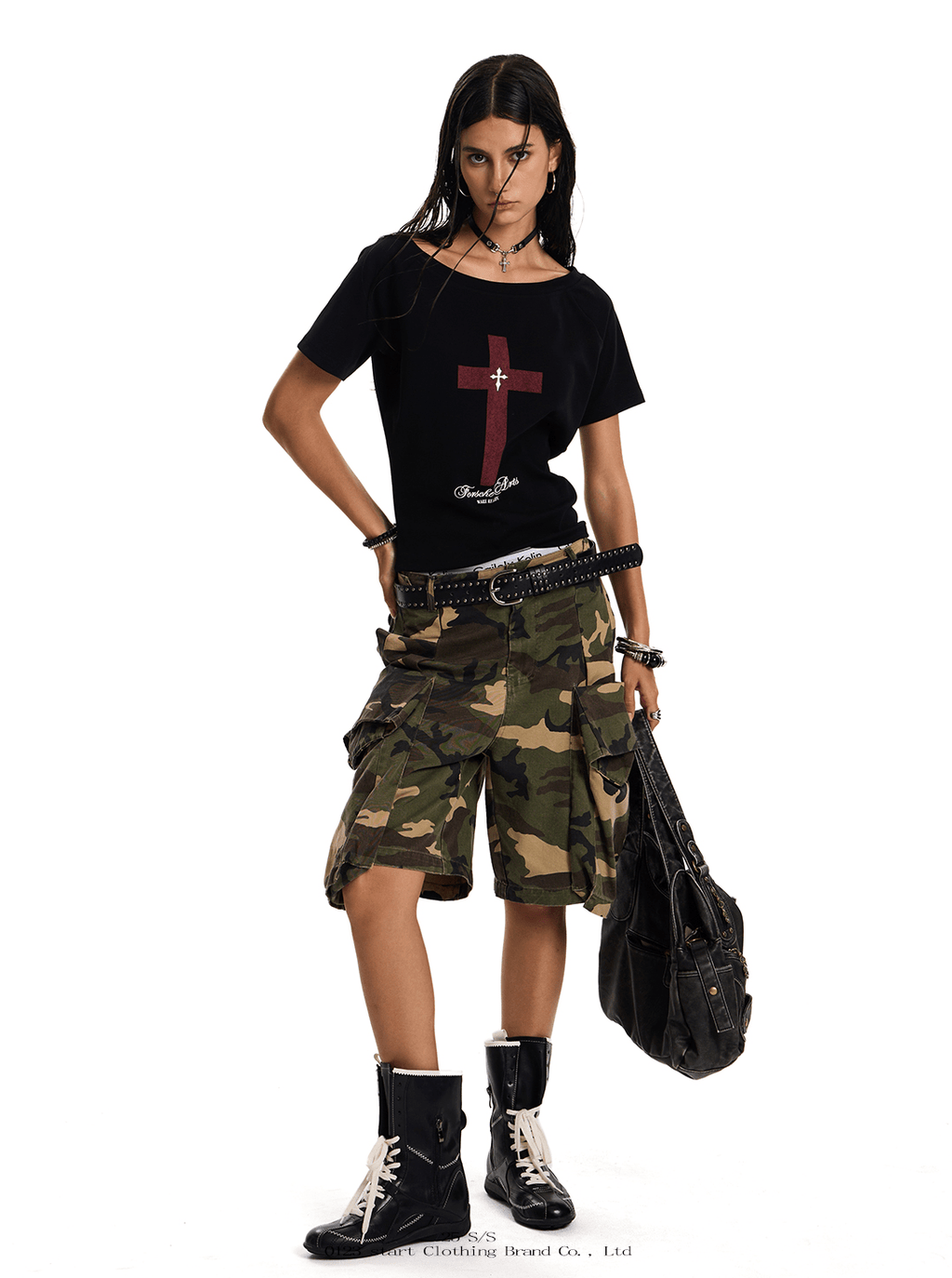 Cross Graphic Reversible Off - Shoulder Tee - COPPING THREADS - 0123Start