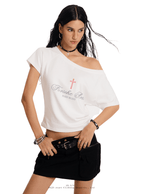 Cross Graphic Reversible Off - Shoulder Tee - COPPING THREADS - 0123Start