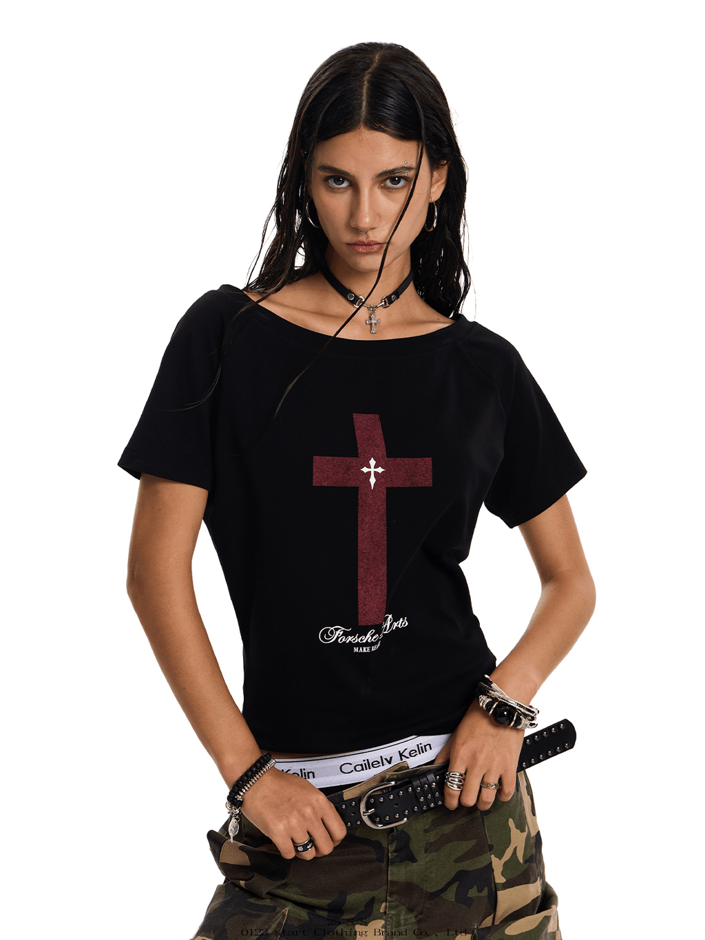 Cross Graphic Reversible Off - Shoulder Tee - COPPING THREADS - 0123Start