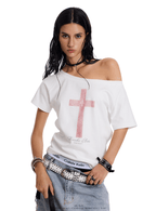 Cross Graphic Reversible Off - Shoulder Tee - COPPING THREADS - 0123Start