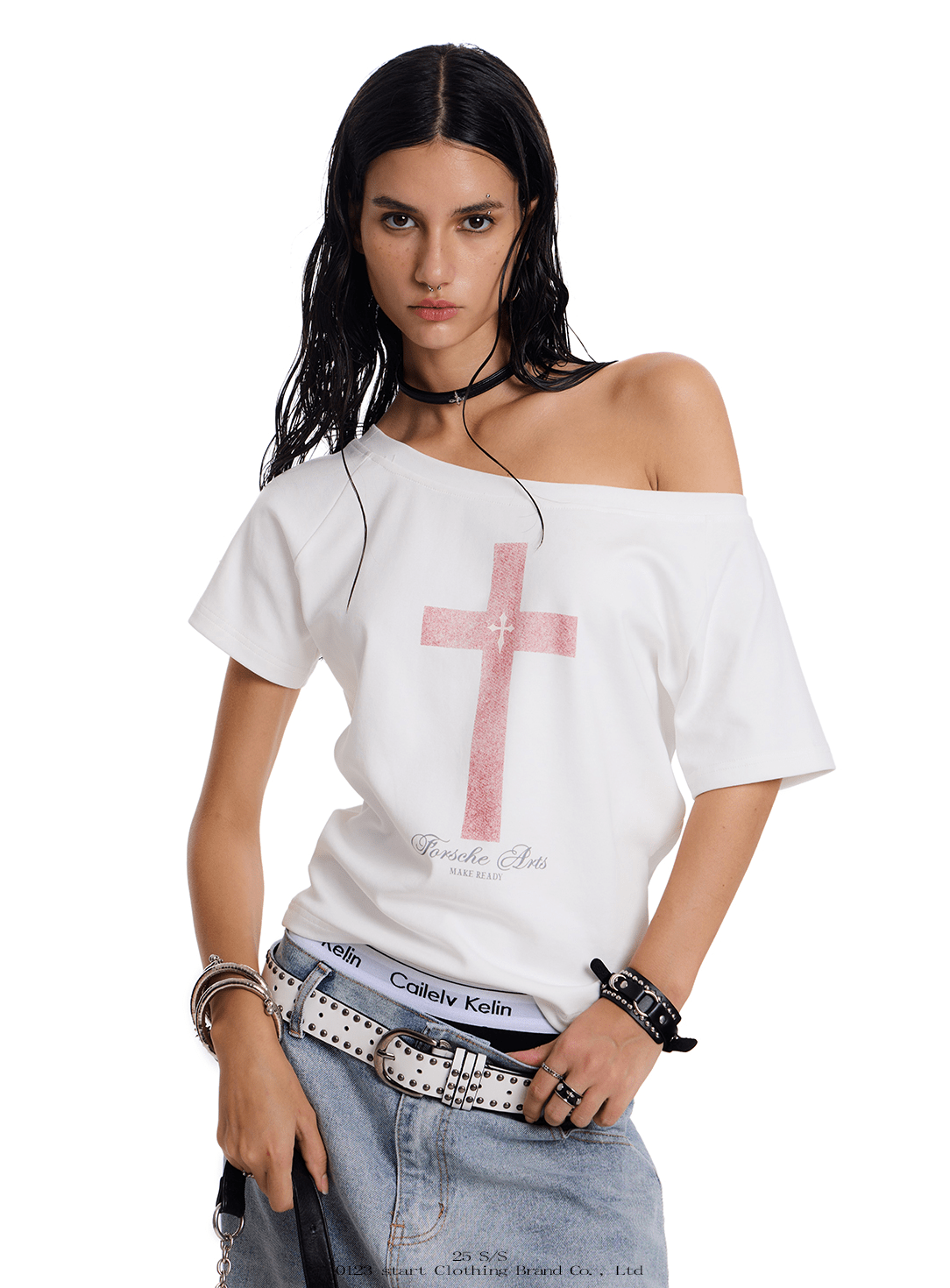 Cross Graphic Reversible Off - Shoulder Tee - COPPING THREADS - 0123Start