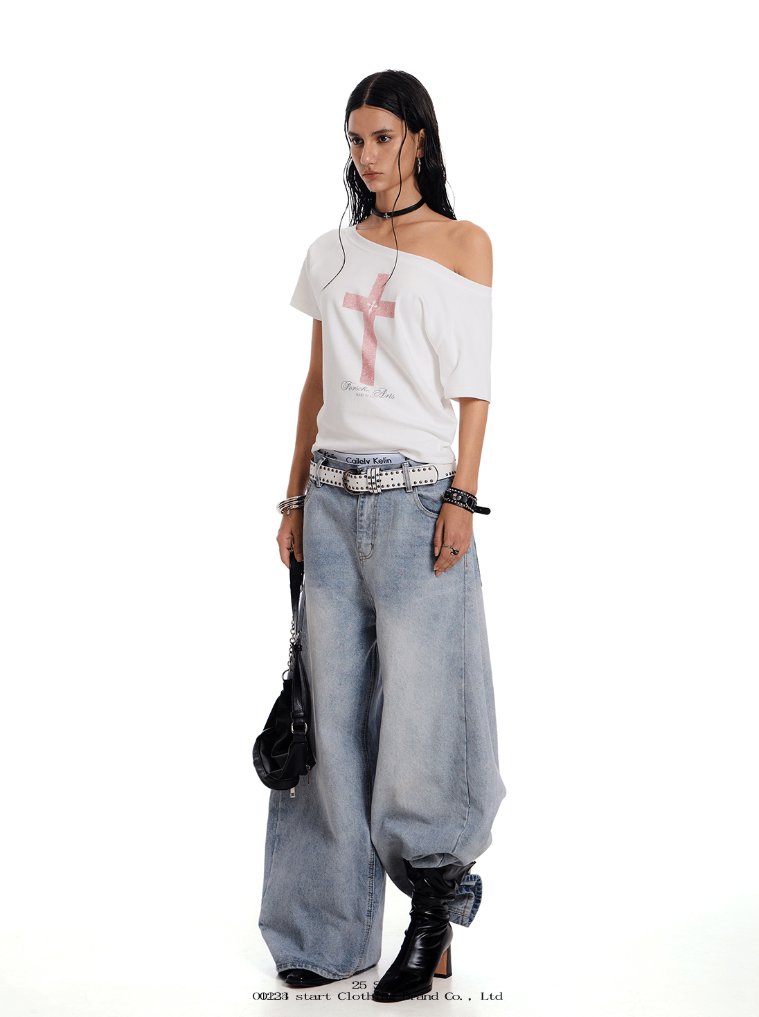 Cross Graphic Reversible Off - Shoulder Tee - COPPING THREADS - 0123Start