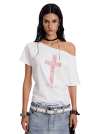 Cross Graphic Reversible Off - Shoulder Tee - COPPING THREADS - 0123Start