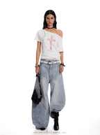 Cross Graphic Reversible Off - Shoulder Tee - COPPING THREADS - 0123Start