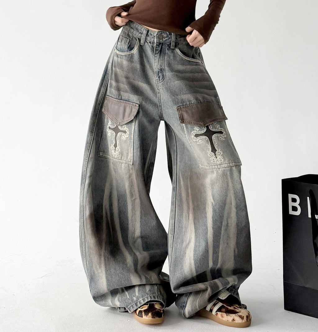 Cross-Motif Flap-Pocket Jeans - COPPING THREADS - CT ORIGINALS