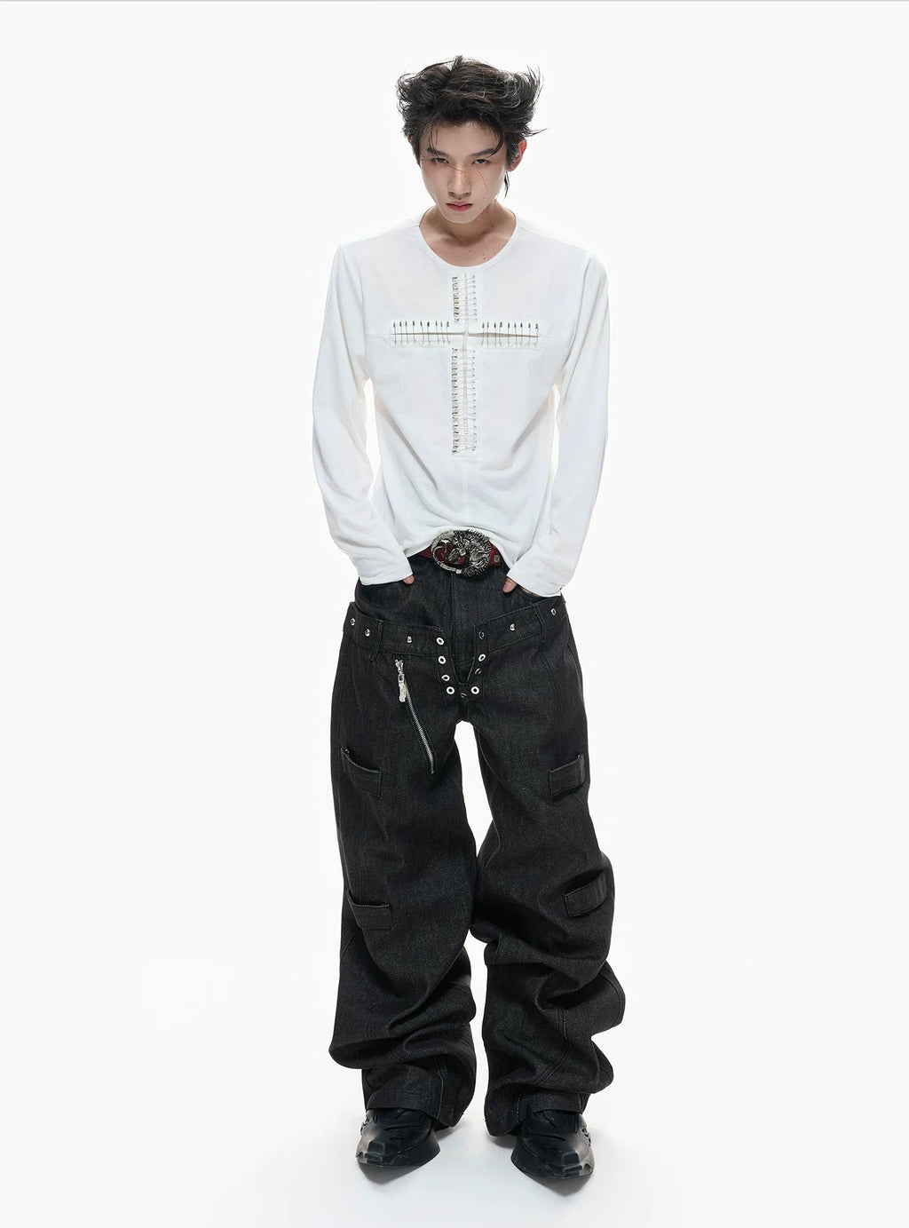 Cross-Pin Henley Long-Sleeve Top - COPPING THREADS - Argue Culture