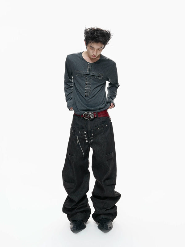 Cross-Pin Henley Long-Sleeve Top - COPPING THREADS - Argue Culture
