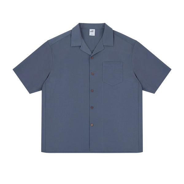 IDLT short sleeve shirt, blue gray front.