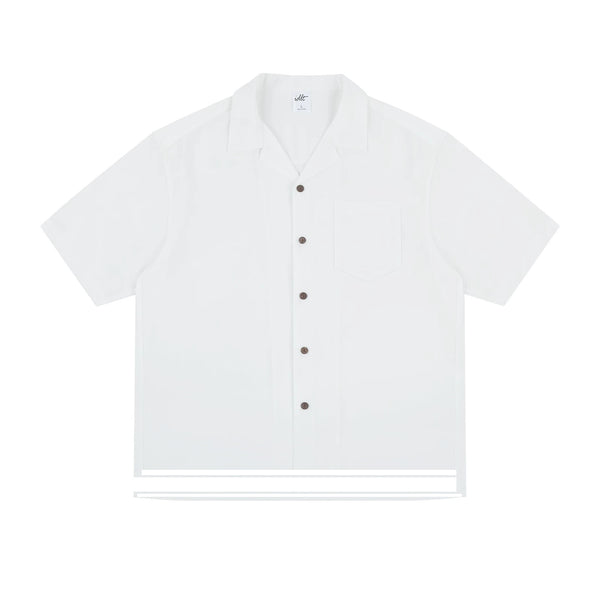 IDLT short sleeve shirt, white front.