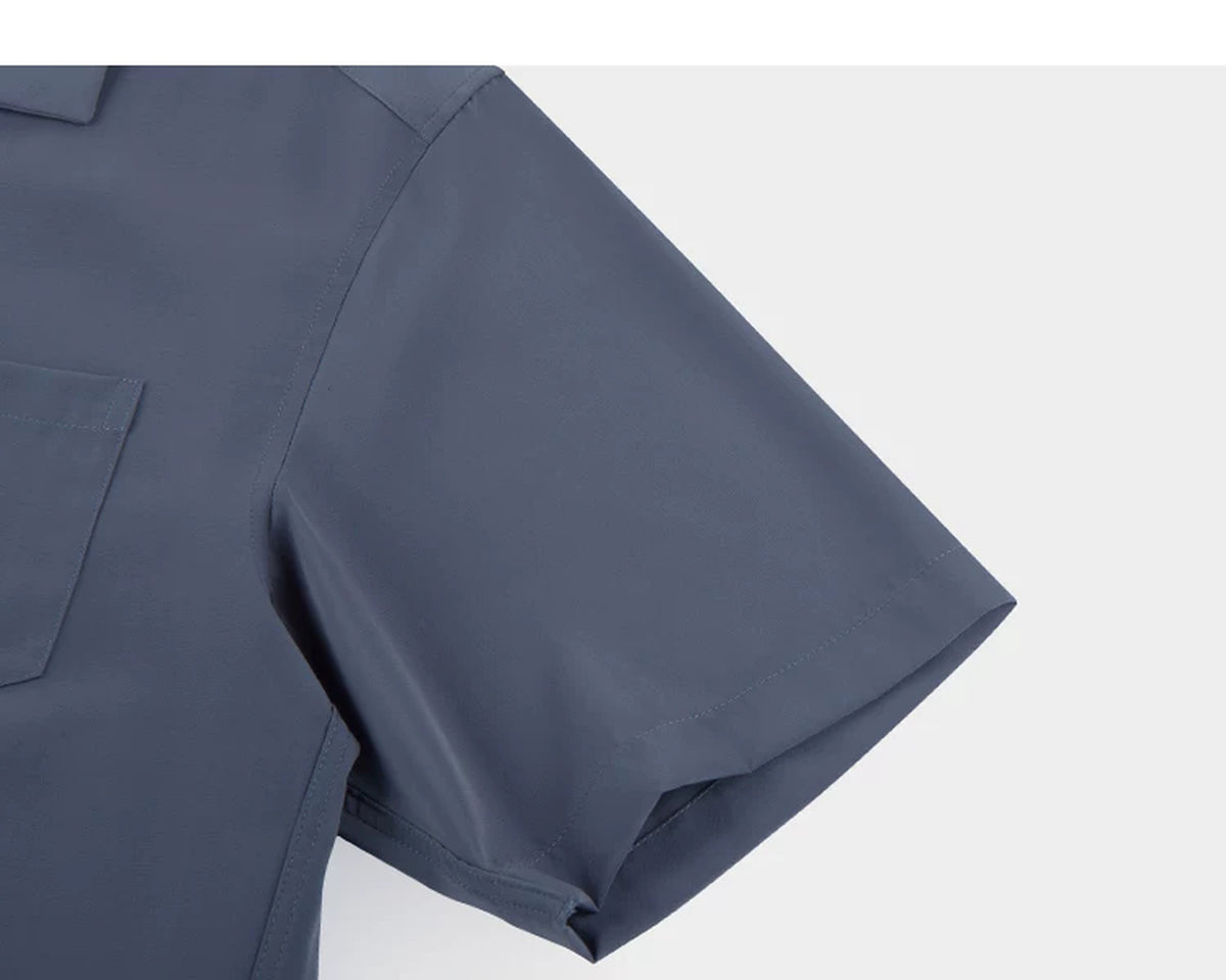 IDLT short sleeve shirt, blue gray sleeve.