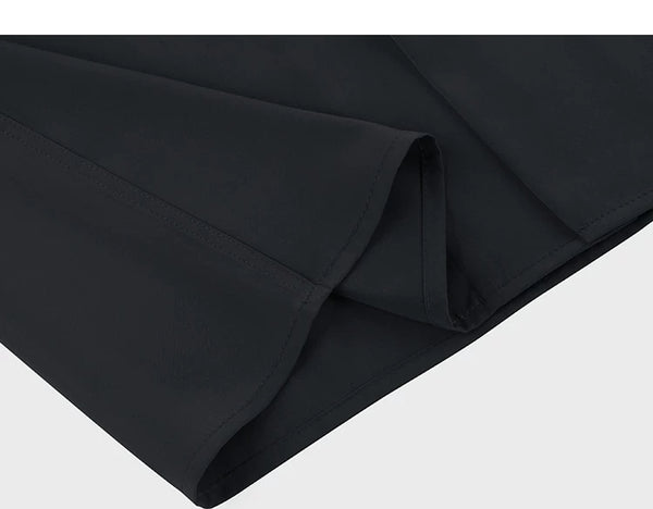 IDLT short sleeve shirt, black folded hem.