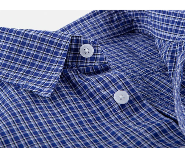 IDLT plaid shirt, blue collar buttons.