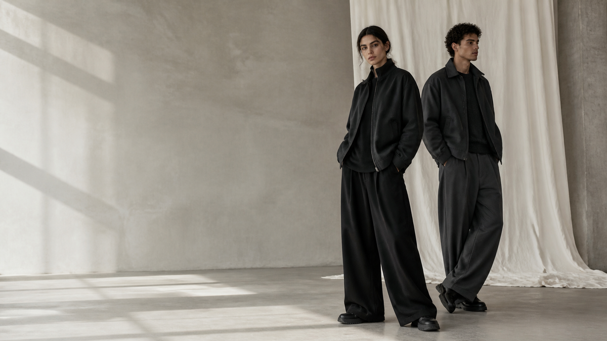 Copping Threads New In campaign: two models in black streetwear