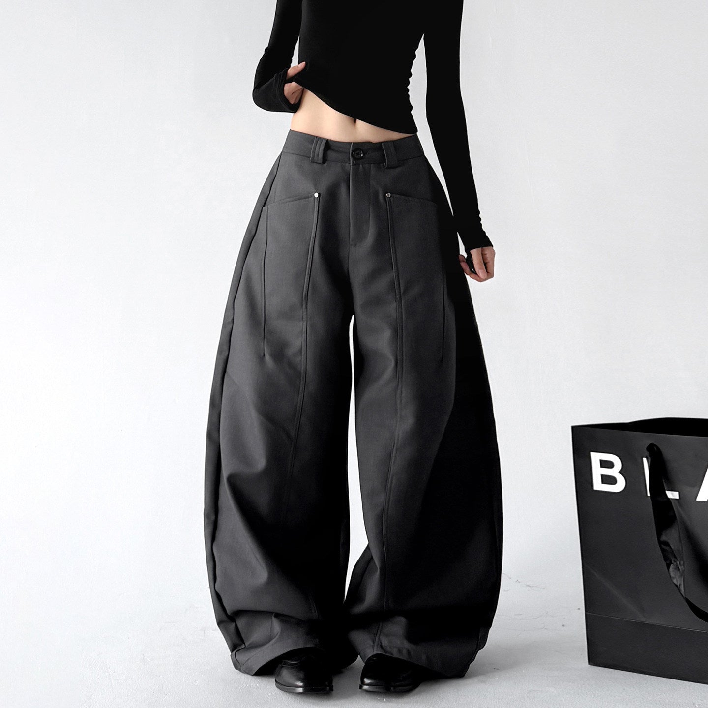 CT193 tailored pants dark gray color view 01
