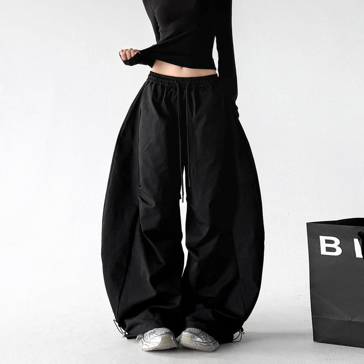 CT227 wide leg pants black regular color view 01