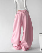 Women's wide leg sweatpants in pink, back focused product view