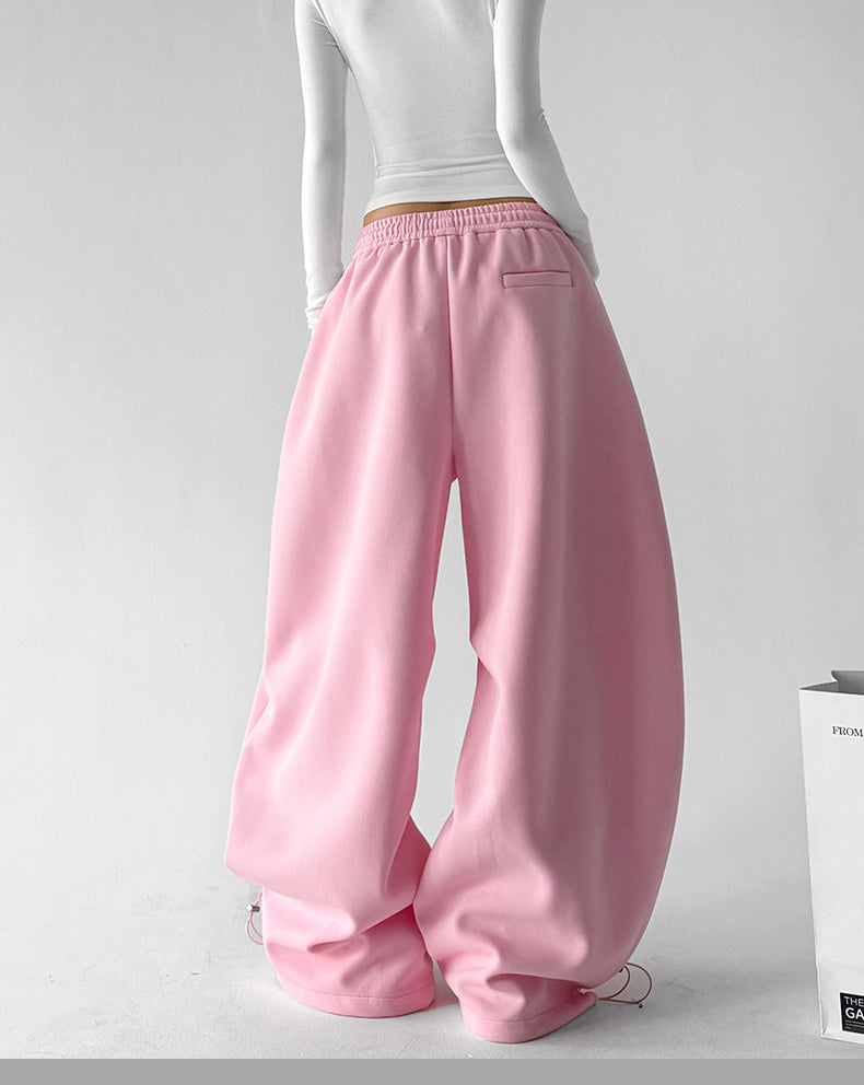 Women's wide leg sweatpants in pink, back focused product view
