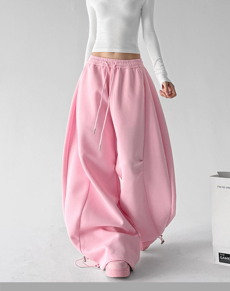 Women's wide leg sweatpants in pink, front focused product view