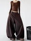 Brown wide-leg pants front view - CT235