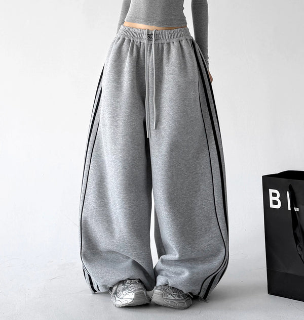 Side-Stripe Wide-Leg Sweatpants