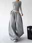 Gray wide-leg pants - walking view