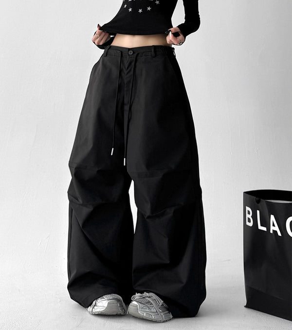 Women's cargo wide-leg pants in black, product view 4 — CT623