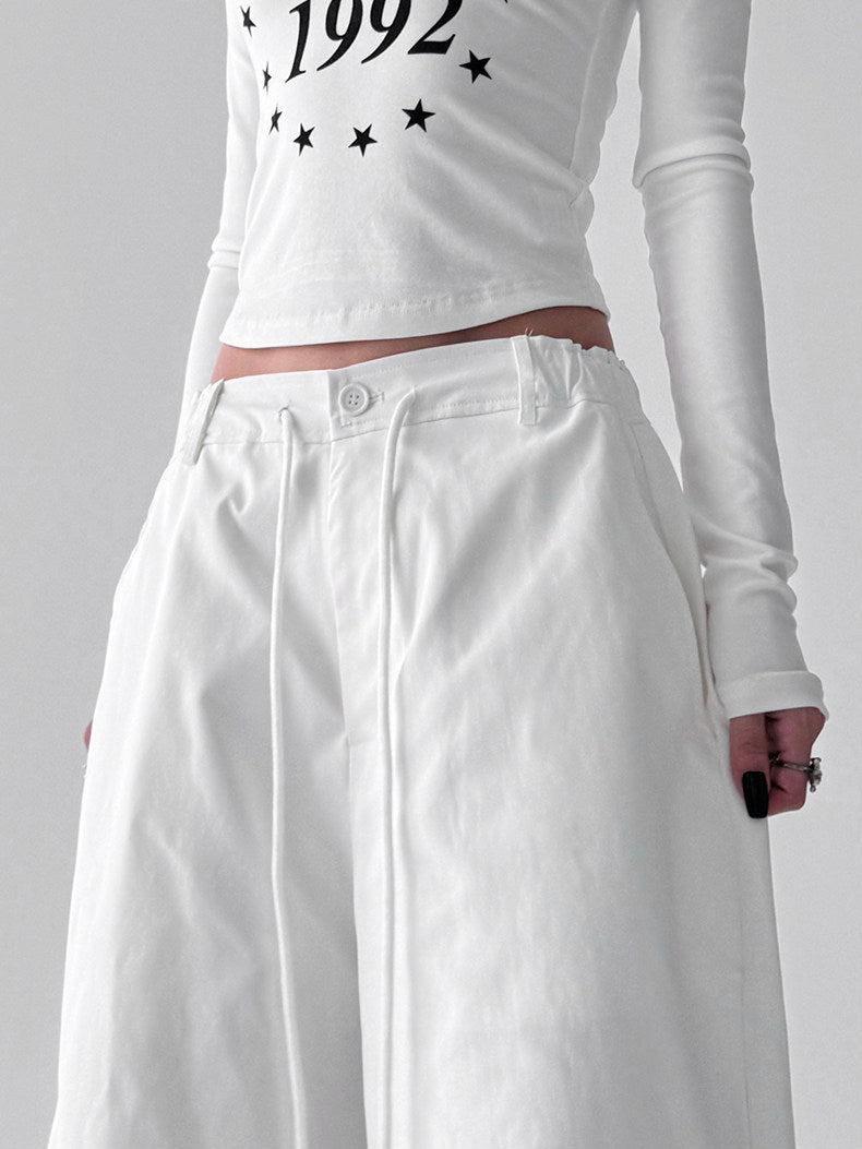 Women's cargo wide-leg pants in white, product view 4 — CT623