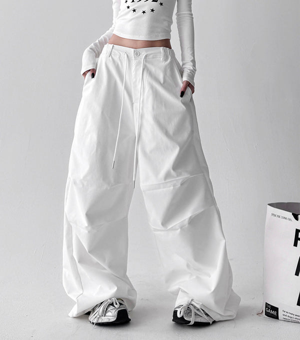 Women's cargo wide-leg pants in white, product view 5 — CT623