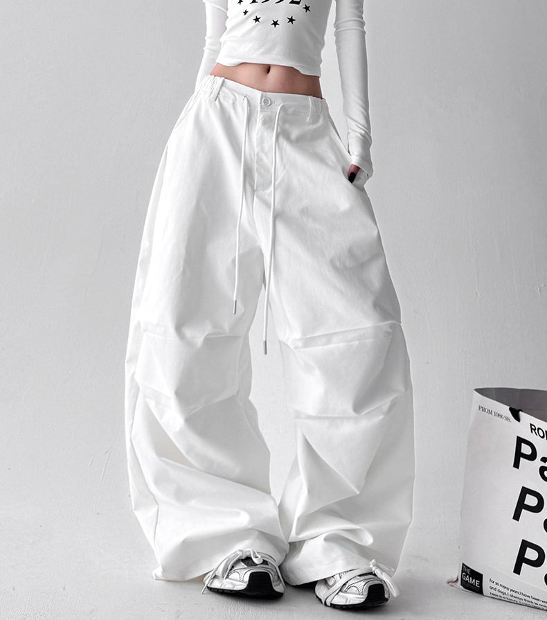 Women's cargo wide-leg pants in white, product view 7 — CT623