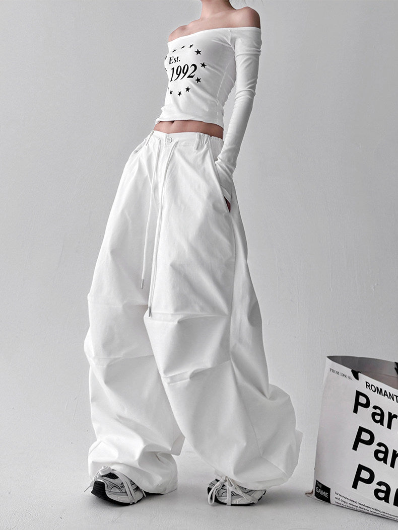 Women's cargo wide-leg pants in white, product view 8 — CT623