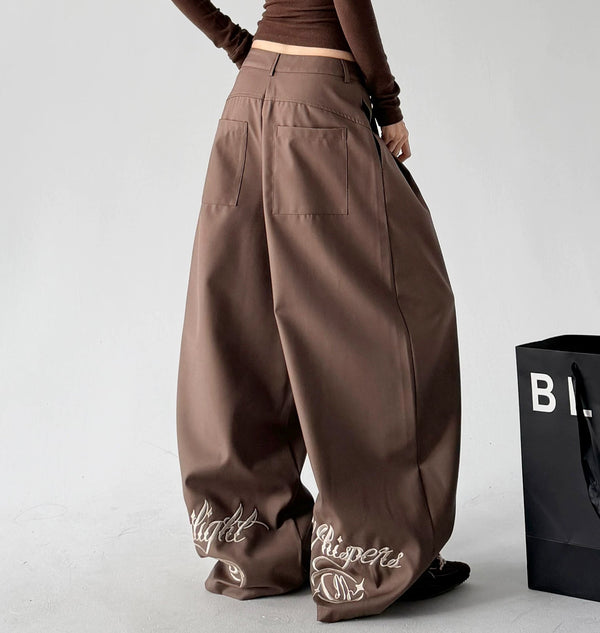 Brown wide-leg pants angled back