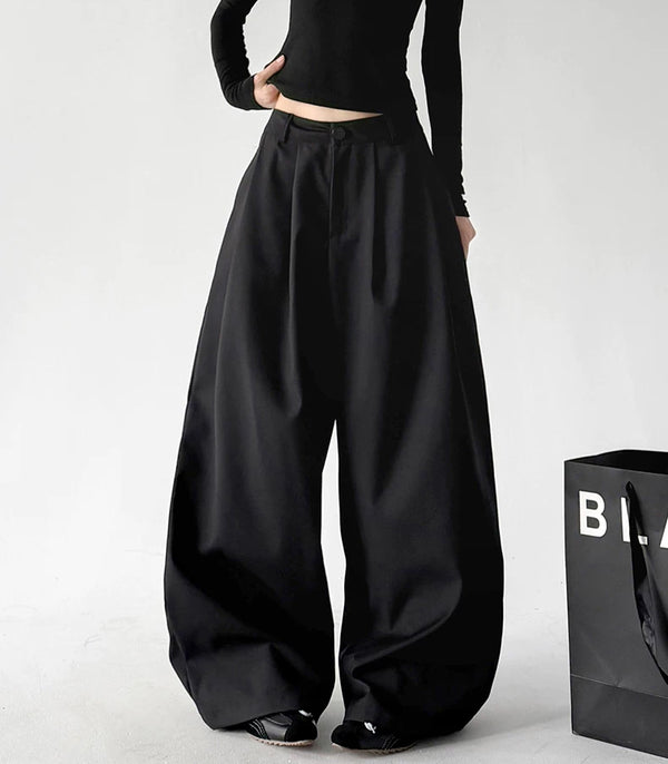 Black wide-leg pants front