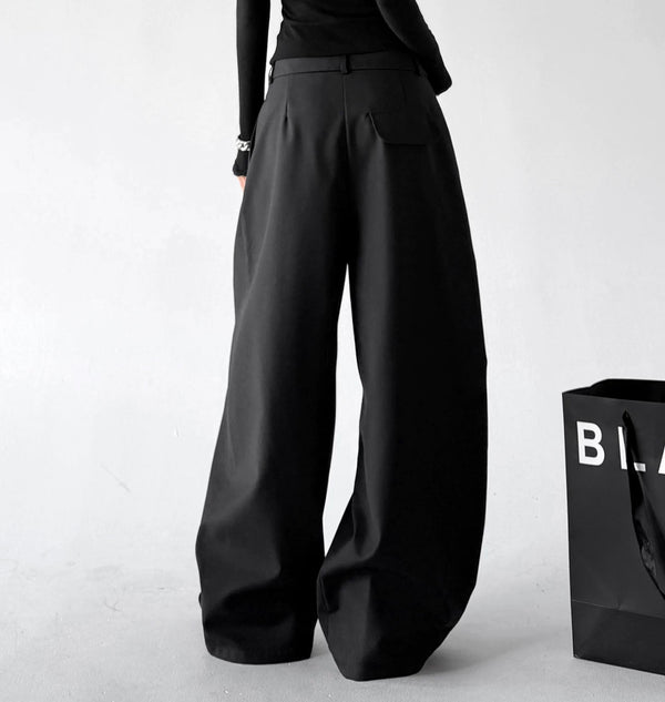 Black button-front wide-leg pants back - CT6270