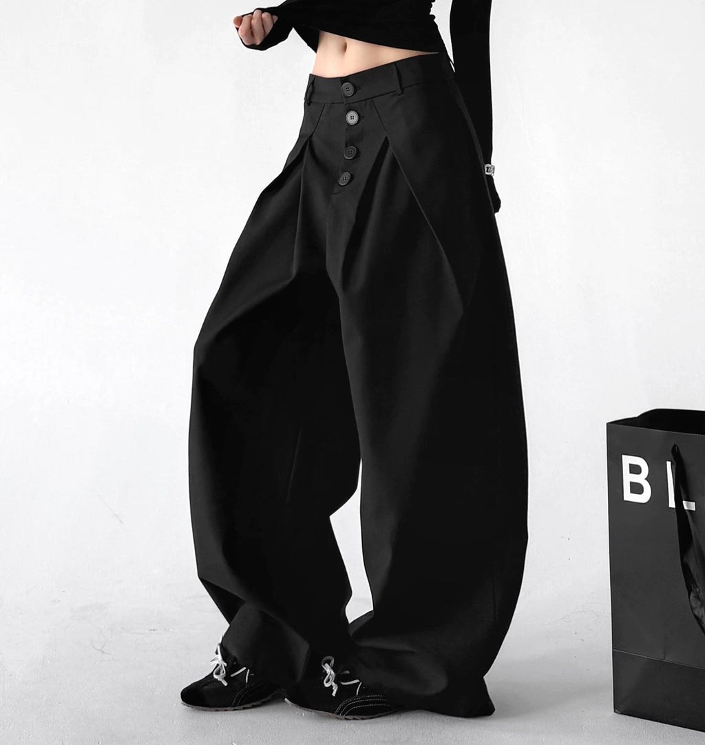 Black wide-leg pants, front view