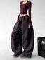 Dark Purple wide-leg pants - angled front