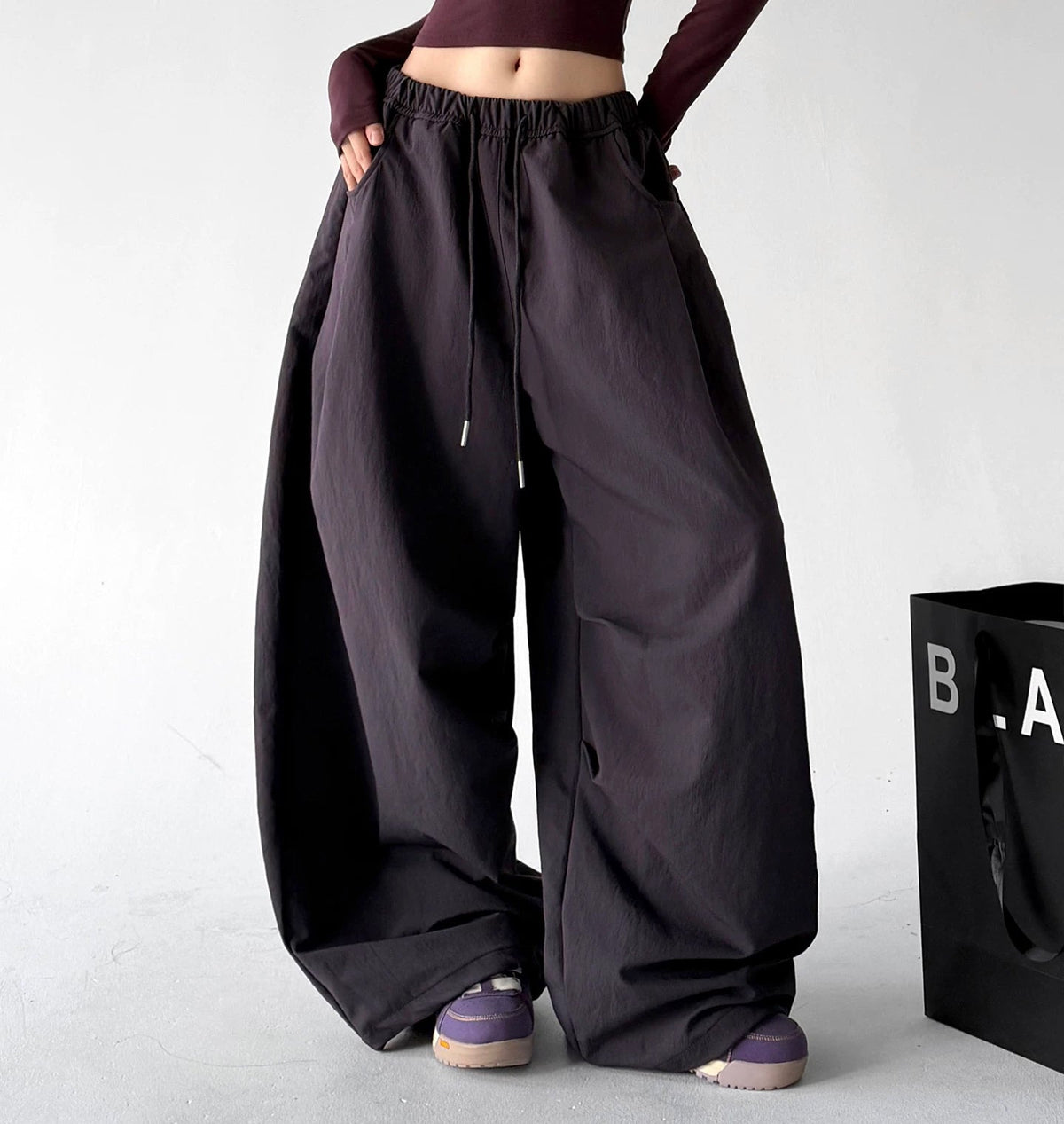 Drawstring Wide-Leg Pants