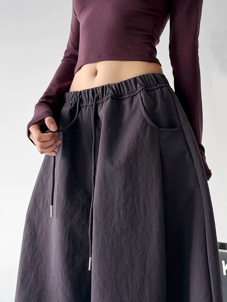 Dark Purple wide-leg pants - waist detail
