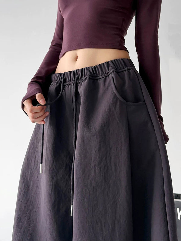 Dark Purple wide-leg pants - waist detail