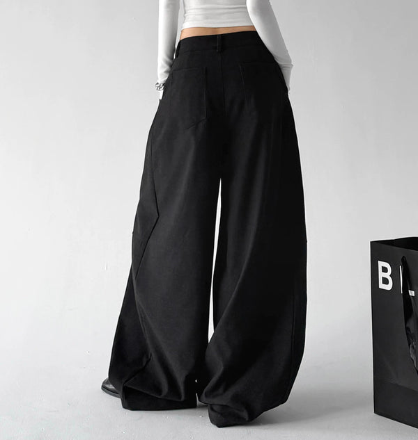 Black ruffled wide-leg pants back - CT6275