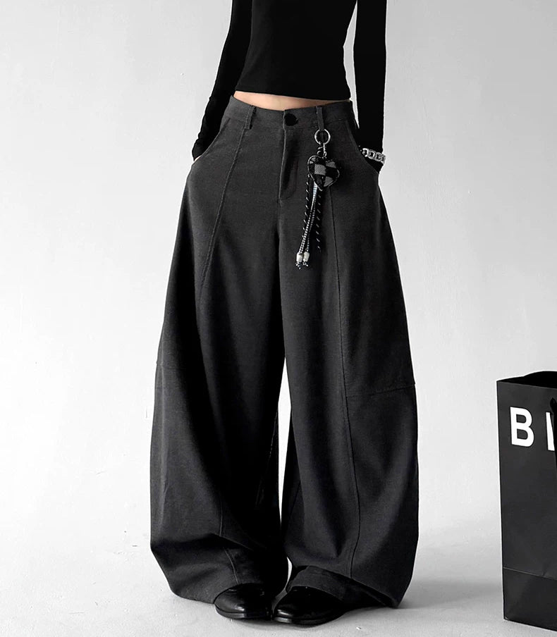 Gray ruffled wide-leg pants front alt - CT6275