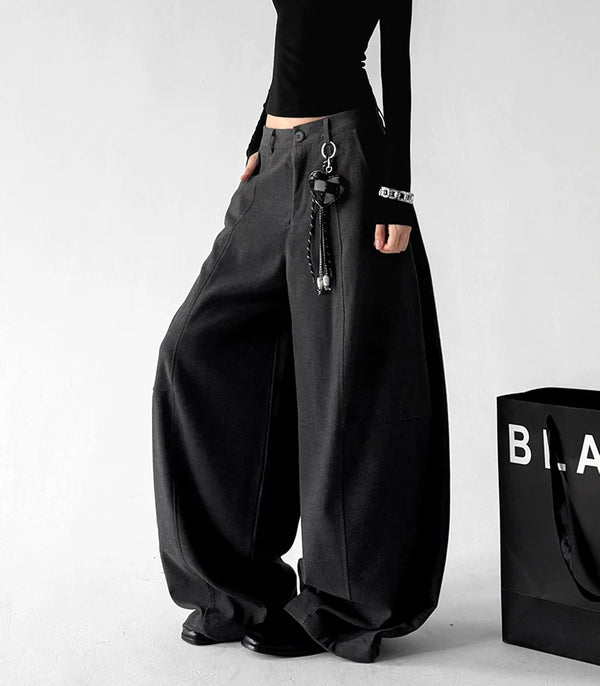 Gray ruffled wide-leg pants side - CT6275