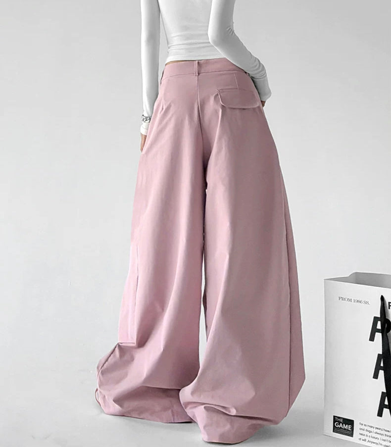 Pink casual wide-leg pants back - CT6276