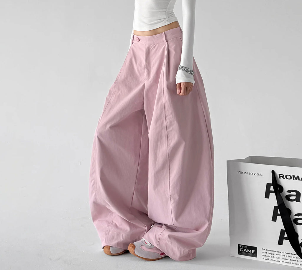 Pink casual wide-leg pants side - CT6276