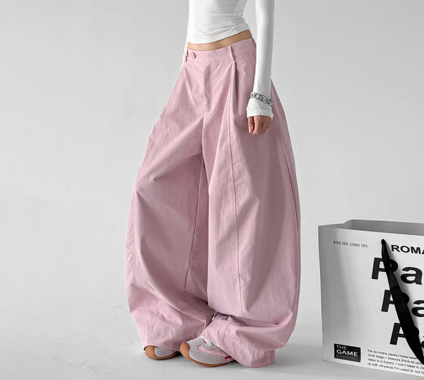 Pink casual wide-leg pants side - CT6276