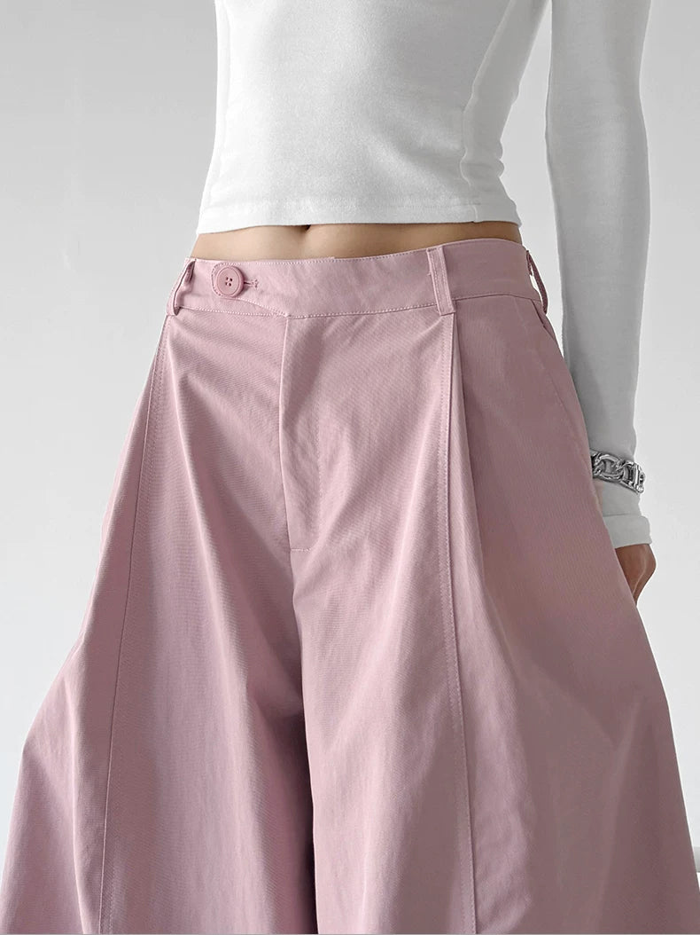 Pink casual wide-leg pants waist detail - CT6276