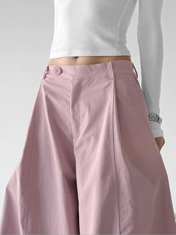 Pink casual wide-leg pants waist detail - CT6276