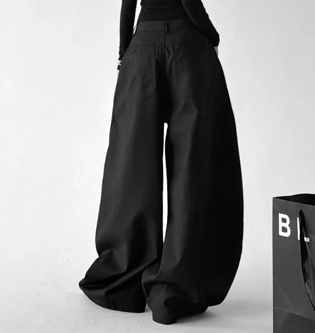 Black star-studded wide-leg trousers back view - CT6277