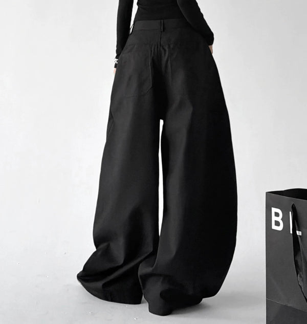 Black star-studded wide-leg trousers back view - CT6277
